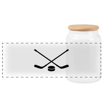 Hockey_icon - Panorama Keksdose mit Holzdeckel - Weiß - Vorne