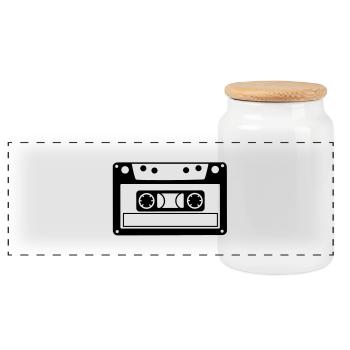 cassette de musique - Boîte à biscuits avec couvercle en bois - blanc - Devant