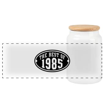 THE BEST OF 1985 - Birthday Geburtstag Design - Panorama Keksdose mit Holzdeckel - Weiß - Vorne