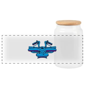 A background controllers - Panoramic Cookie Jar with Wooden Lid - white - Front