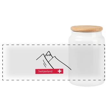Schweiz Switzerland Berge Alpen - Panorama Keksdose mit Holzdeckel - Weiß - Vorne