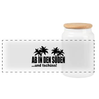 ab in den süden - Panorama Keksdose mit Holzdeckel - Weiß - Vorne