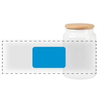 design line rectangle - Panoramic Cookie Jar with Wooden Lid - white - Front