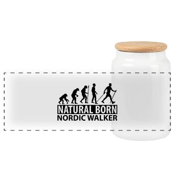 natural_born_nordic_walker__f1 - Panorama Keksdose mit Holzdeckel - Weiß - Vorne