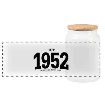 EST. 1952 Nineteen Fifty Two - Panorama Keksdose mit Holzdeckel - Weiß - Vorne