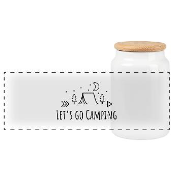 Camping - Panorama Keksdose mit Holzdeckel - Weiß - Vorne