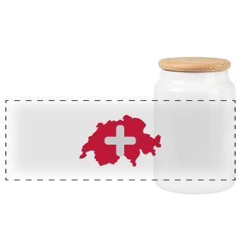 swiss_rq2 - Panoramic Cookie Jar with Wooden Lid - white - Front