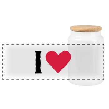 I love ... - Panorama Keksdose mit Holzdeckel - Weiß - Vorne