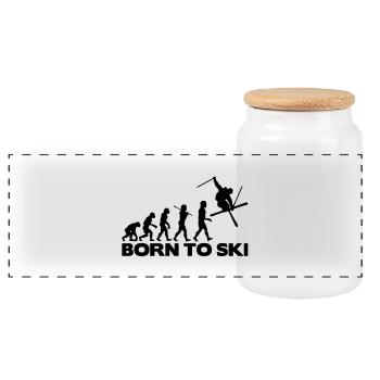 skier evolution born to ski 01 - Panorama Keksdose mit Holzdeckel - Weiß - Vorne