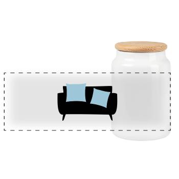 Canapé-lit et oreillers - Boîte à biscuits avec couvercle en bois - blanc - Devant