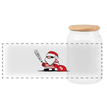 Santa Claus - Panorama Keksdose mit Holzdeckel - Weiß - Vorne