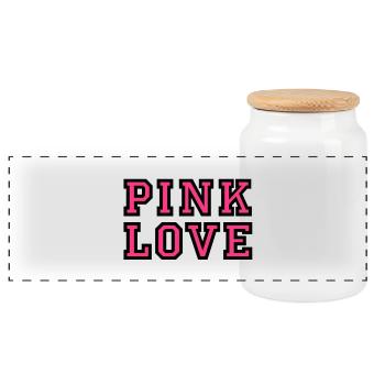 Pink Love 2 - Panoramic Cookie Jar with Wooden Lid - white - Front