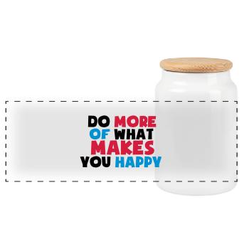 makes_you_happy - Boîte à biscuits avec couvercle en bois - blanc - Devant