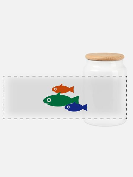 Fische - Panorama Keksdose mit Holzdeckel - Weiß