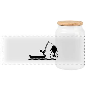 Fishing - Boîte à biscuits avec couvercle en bois - blanc - Devant