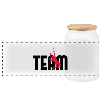 Team Tennis - Panoramic Cookie Jar with Wooden Lid - white - Front