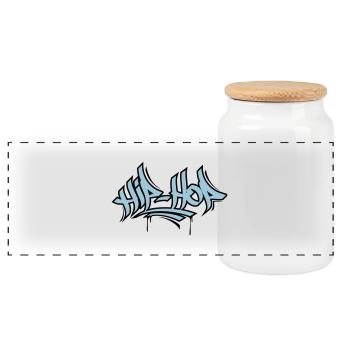 Hip Hop - Boîte à biscuits avec couvercle en bois - blanc - Devant