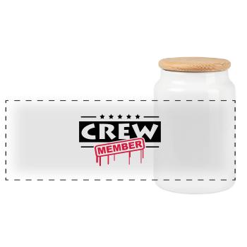 Crew Member - Panoramic Cookie Jar with Wooden Lid - white - Front