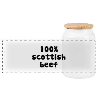 purepish 100 percent scottish beef - Panoramic Cookie Jar with Wooden Lid - white - Front