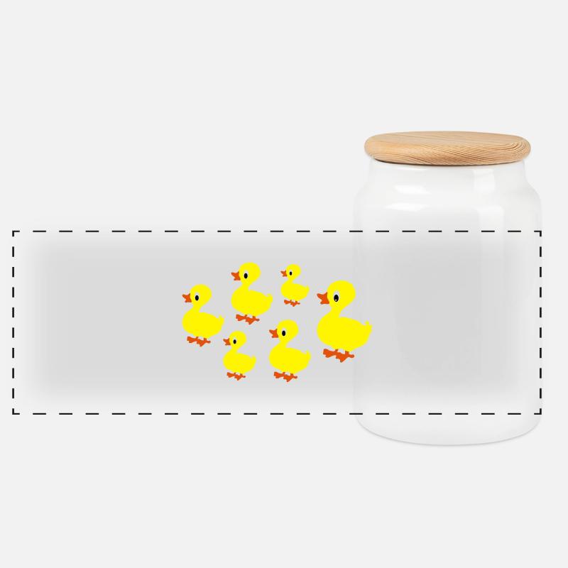 enten - Panorama Keksdose mit Holzdeckel - Weiß