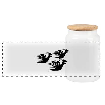 Snail Race - Panoramic Cookie Jar with Wooden Lid - white - Front