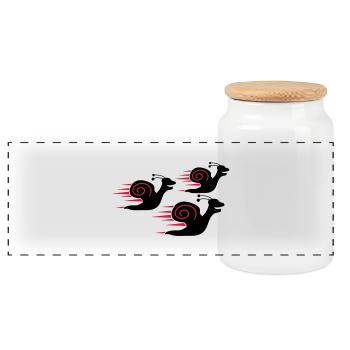 Snail Race - Panoramic Cookie Jar with Wooden Lid - white - Front