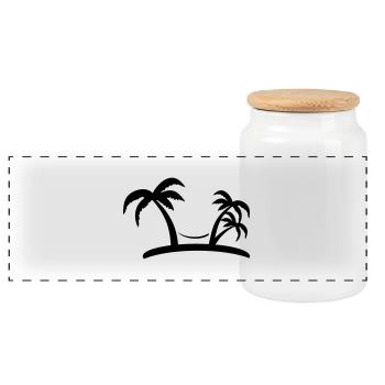 de palme - Boîte à biscuits avec couvercle en bois - blanc - Devant