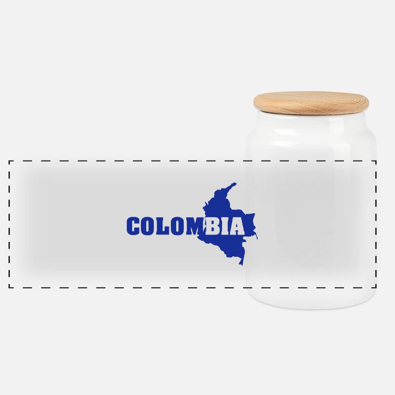 Colombia (ID: 002004) - Panorama Keksdose mit Holzdeckel - Weiß