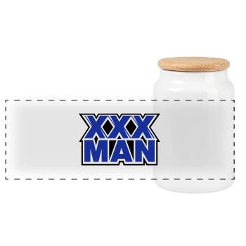 XXX Man - Boîte à biscuits avec couvercle en bois - blanc - Devant