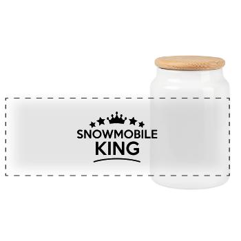 snowmobile king stars - Panorama Keksdose mit Holzdeckel - Weiß - Vorne