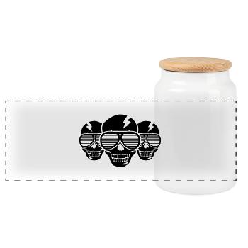 skulls_sunglasses_ge1 - Panoramic Cookie Jar with Wooden Lid - white - Front
