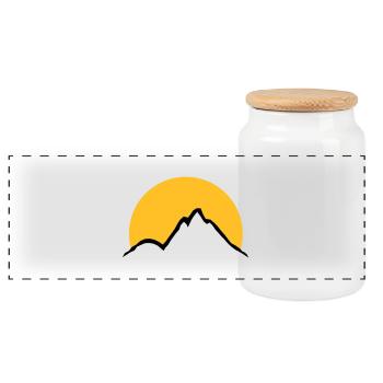 Beautiful mountains Sun - Panoramic Cookie Jar with Wooden Lid - white - Front