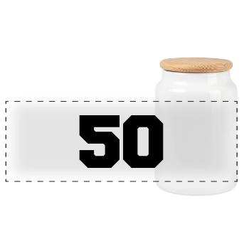 50 - Panoramic Cookie Jar with Wooden Lid - white - Front