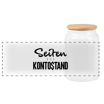 Seiten auf Kontostand - Panorama Keksdose mit Holzdeckel - Weiß - Vorne