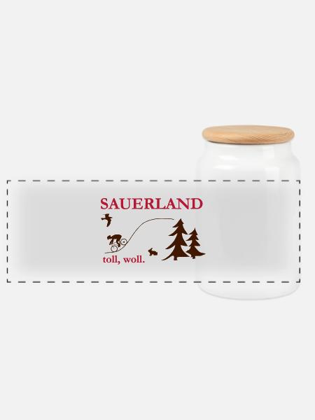 Sauerland - Panorama Keksdose mit Holzdeckel - Weiß