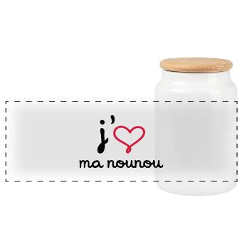J'aime ma nounou - Boîte à biscuits avec couvercle en bois - blanc - Devant