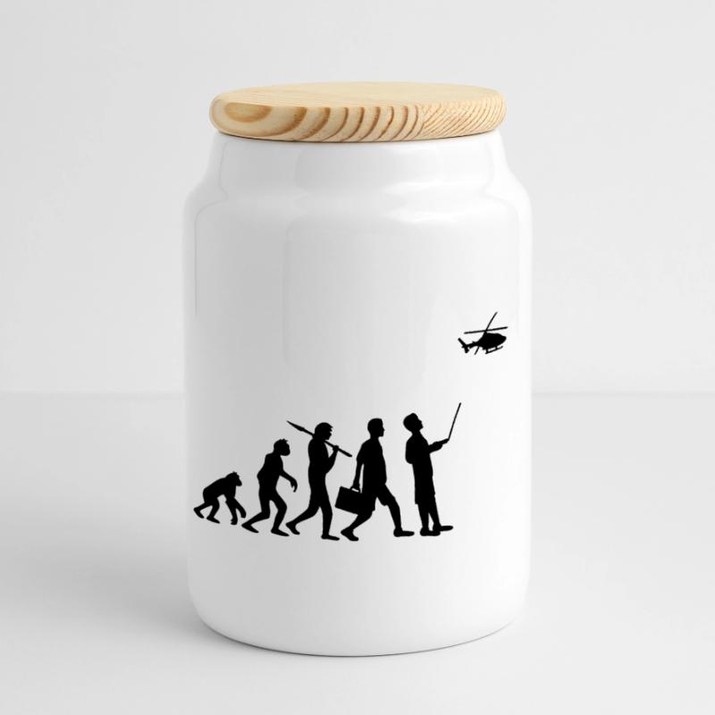 Evolution remote controlled model helicopter Panoramic Cookie Jar with Wooden Lid