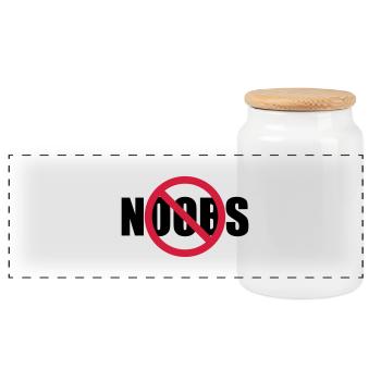Aucun signe de noobs interdit - Boîte à biscuits avec couvercle en bois - blanc - Devant