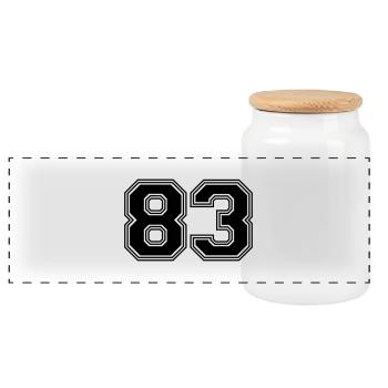 83_number_83_(s31) - Panoramic Cookie Jar with Wooden Lid - white - Front