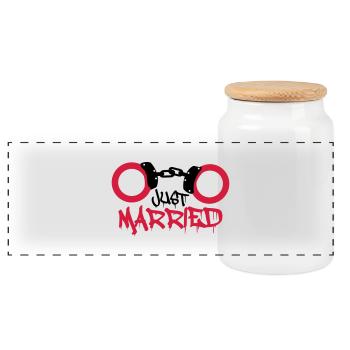 Just married Handschellen Gefangen lustig - Panorama Keksdose mit Holzdeckel - Weiß - Vorne