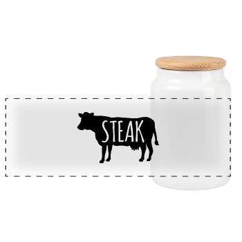 Steak - Panorama Keksdose mit Holzdeckel - Weiß - Vorne