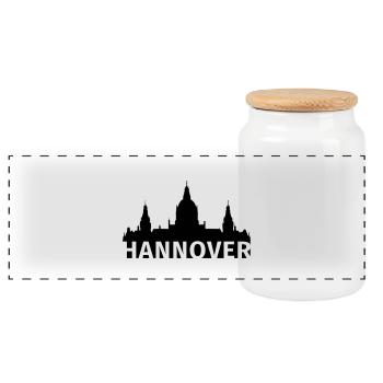 Hannover - Panorama Keksdose mit Holzdeckel - Weiß - Vorne