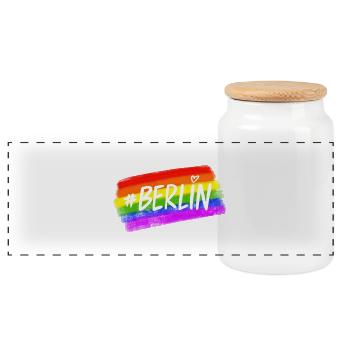 Berlin Pride - Panorama Keksdose mit Holzdeckel - Weiß - Vorne