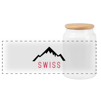Swiss Alps - Panoramic Cookie Jar with Wooden Lid - white - Front