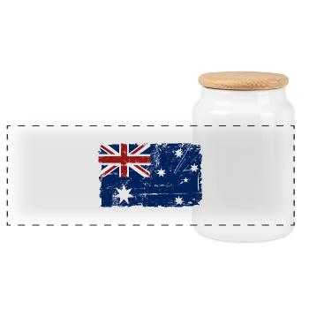 Australien - Down Under - Vintage Look - Panorama Keksdose mit Holzdeckel - Weiß - Vorne
