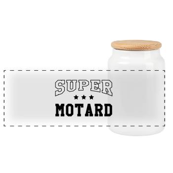 Motard / Moto / Biker / Moto-cross / Motarde - Boîte à biscuits avec couvercle en bois - blanc - Devant