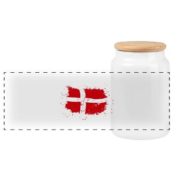 Denmark Flag - Vintage Look - Panorama Keksdose mit Holzdeckel - Weiß - Vorne