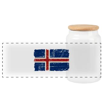 Iceland Vintage Flag - Panorama Keksdose mit Holzdeckel - Weiß - Vorne