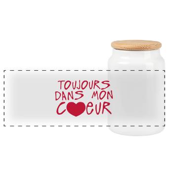 toujours dans mon coeur citation - Boîte à biscuits avec couvercle en bois - blanc - Devant