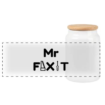 DIY - Do it yourself - Bricoalge - Handyman - Dad - Panoramic Cookie Jar with Wooden Lid - white - Front